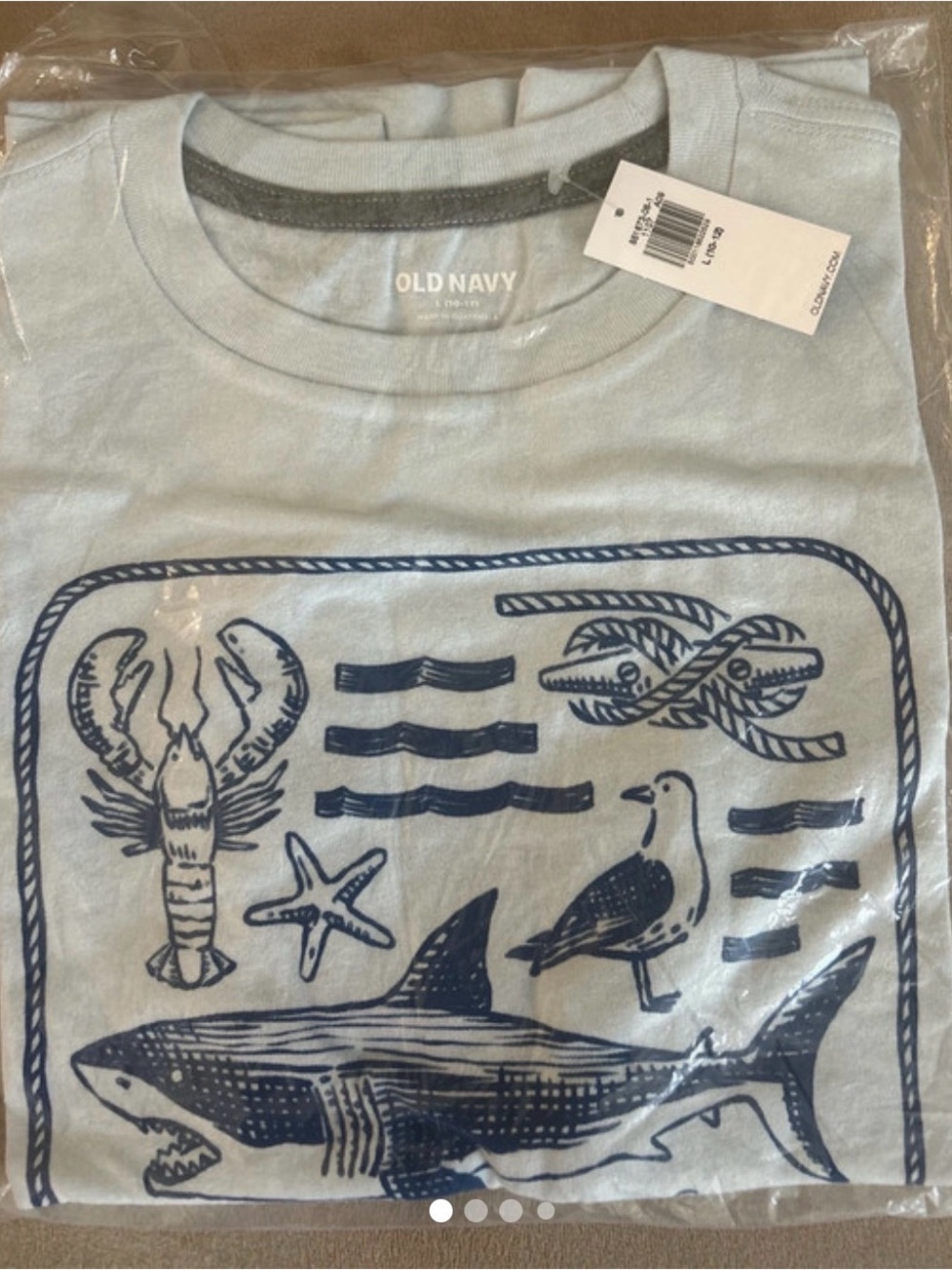 Old Navy Light Blue Nautical Sea Life Graphic Tee